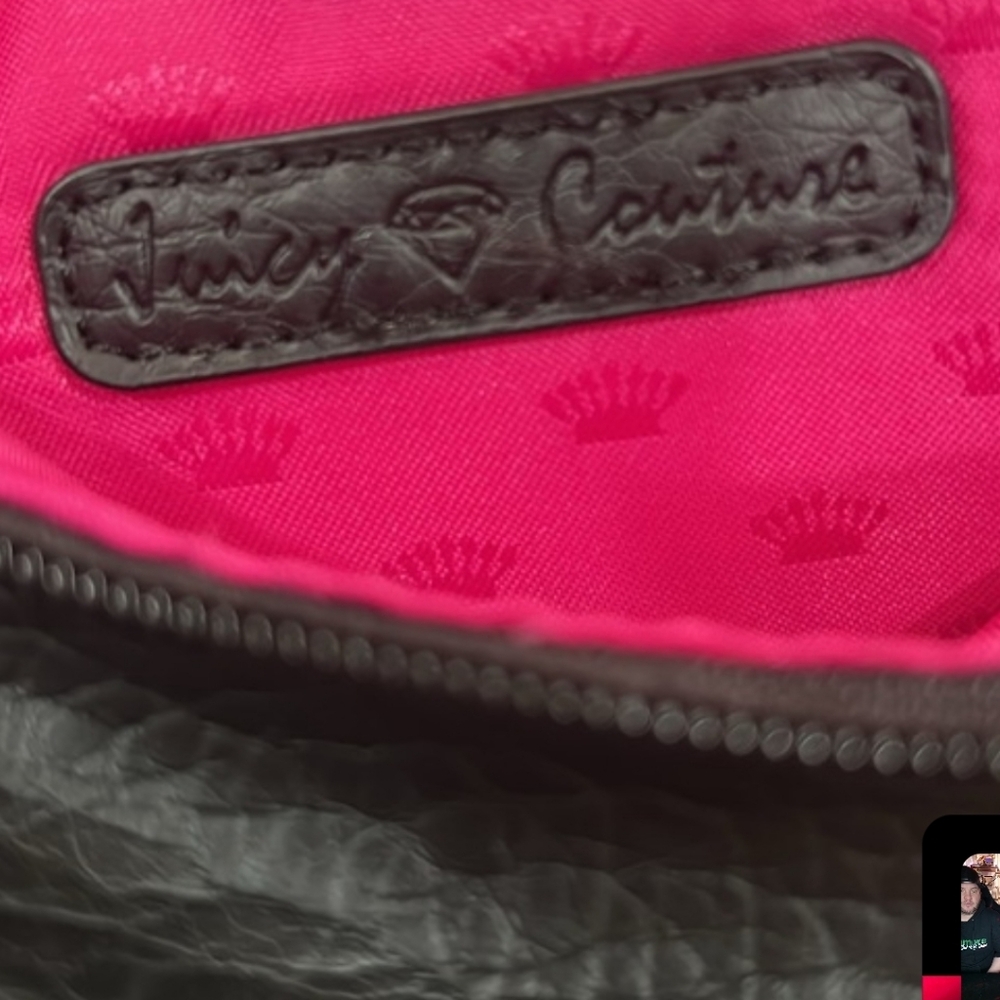 Vintage Juicy Couture Black Backpack With a Gold Crown Accent Pink Interior EUC - Picture 5 of 8
